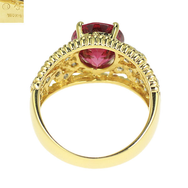三越 K18YG ルベライト ダイヤモンド リング 2.57ct D0.27ct