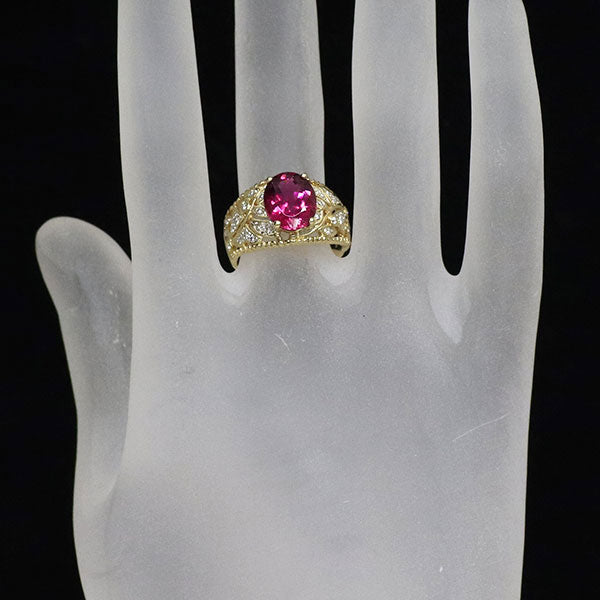 三越 K18YG ルベライト ダイヤモンド リング 2.57ct D0.27ct