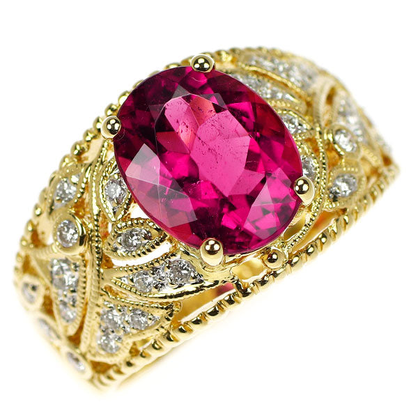 三越 K18YG ルベライト ダイヤモンド リング 2.57ct D0.27ct