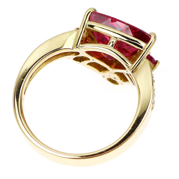 K18YG ピンクトルマリン ルビー ダイヤモンド リング 2.55ct R0.29ct D0.19ct