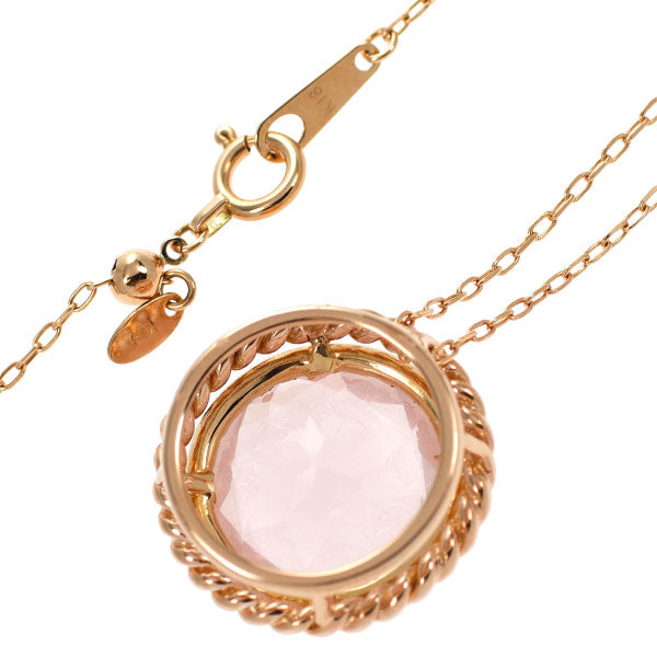 K18PG ローズ クオーツ ダイヤモンド ペンダントネックレス 5.49ct D0.24ct