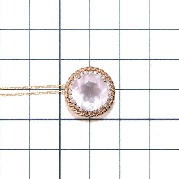 K18PG ローズクオーツ ダイヤモンド ペンダントネックレス 5.49ct D0.24ct