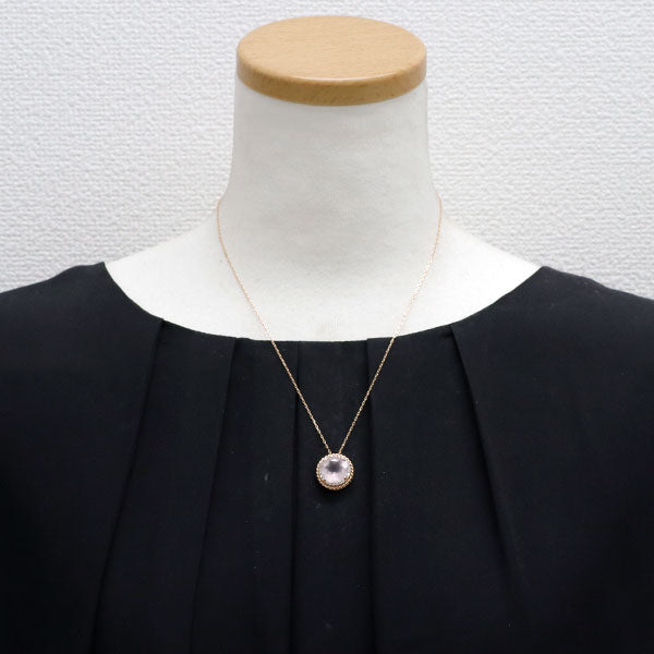 K18PG ローズクオーツ ダイヤモンド ペンダントネックレス 5.49ct D0.24ct