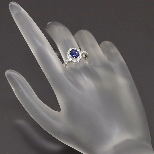 Pt900 サファイア ダイヤモンド リング 1.109ct 0.84ct