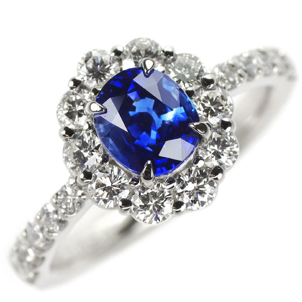 Pt900 サファイア ダイヤモンド リング 1.109ct 0.84ct