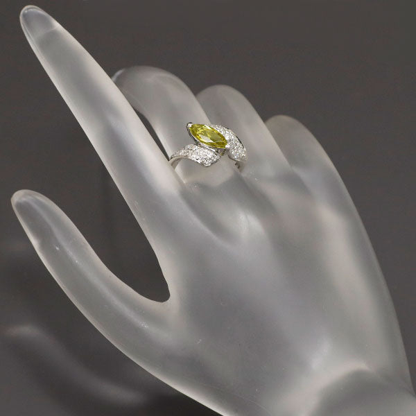 Pt900 カナリーイエロートルマリン ダイヤモンド リング 1.13ct D0.40ct