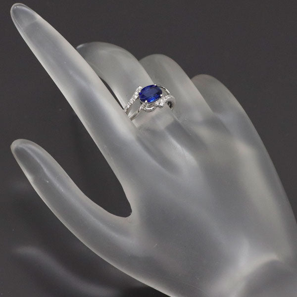 K18WG オーバル カイヤナイト ダイヤモンド リング 1.62ct D0.08ct
