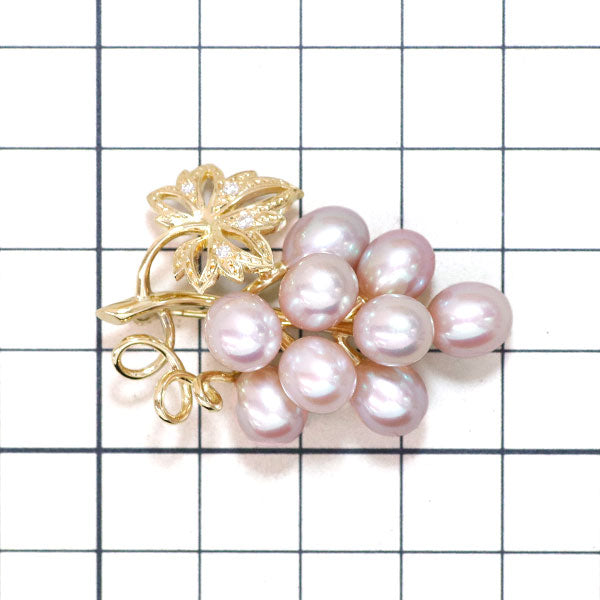 ミキモト K18YG 淡水 真珠 ダイヤモンド ブローチ ぶどう