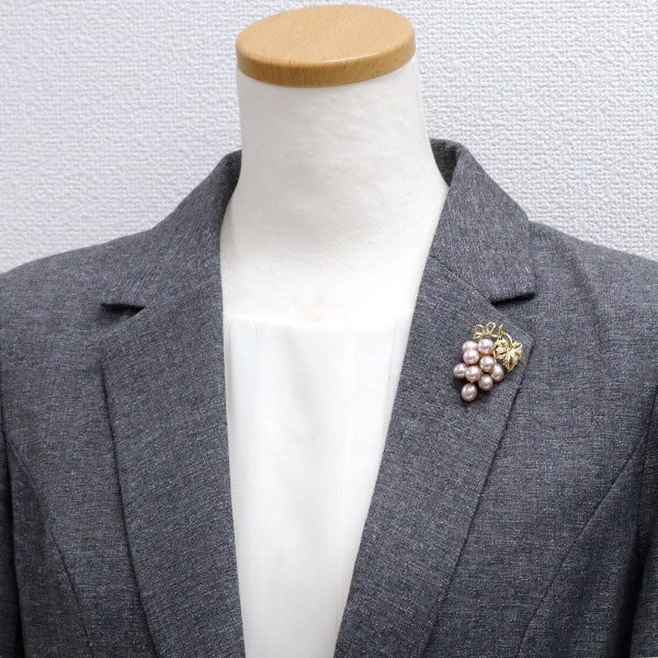 ミキモト K18YG 淡水 真珠 ダイヤモンド ブローチ ぶどう