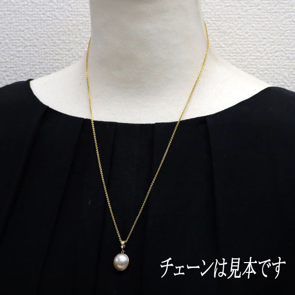 田崎真珠 K18YG マベパール ダイヤモンド ペンダントトップ 径約12.3mm  D0.01ct
