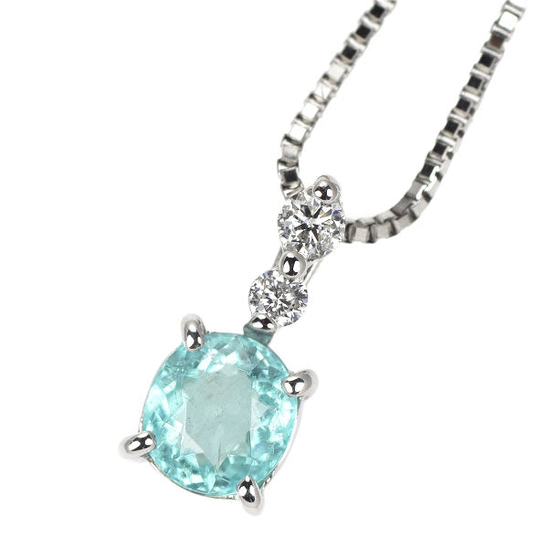 Pt パライバトルマリン ダイヤモンド ペンダントネックレス 0.74ct D0.09ct