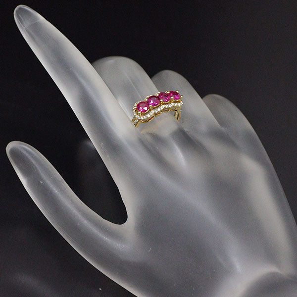 K18YG ピンクサファイア ダイヤモンド リング 1.14ct D0.24ct