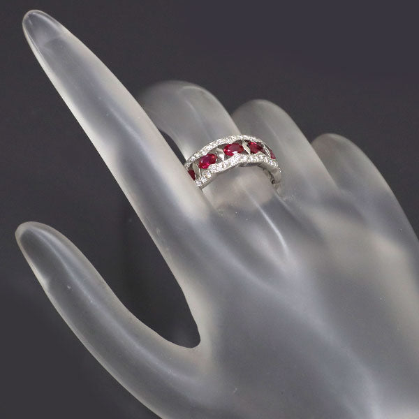 Pt900 ルビー ダイヤモンド リング 1.00ct D0.35ct