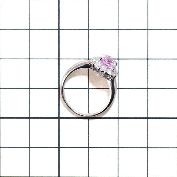 希少 Pt900 インペリアルトパーズ/ピンクトパーズ ダイヤモンド リング 1.30ct D0.35ct
