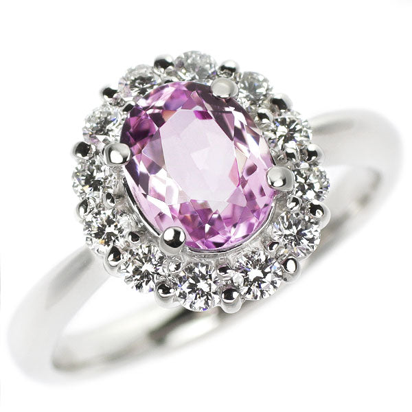 希少 Pt900 インペリアルトパーズ/ピンクトパーズ ダイヤモンド リング 1.30ct D0.35ct