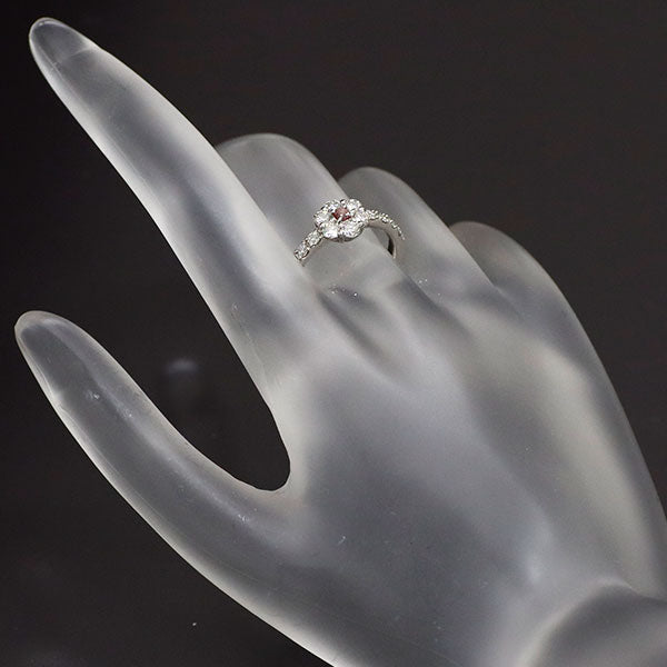 新品 希少 Pt950 天然ビビッドピンクダイヤモンド リング 0.078ct FVP SI2 D0.67ct【エスコレ】フラワー