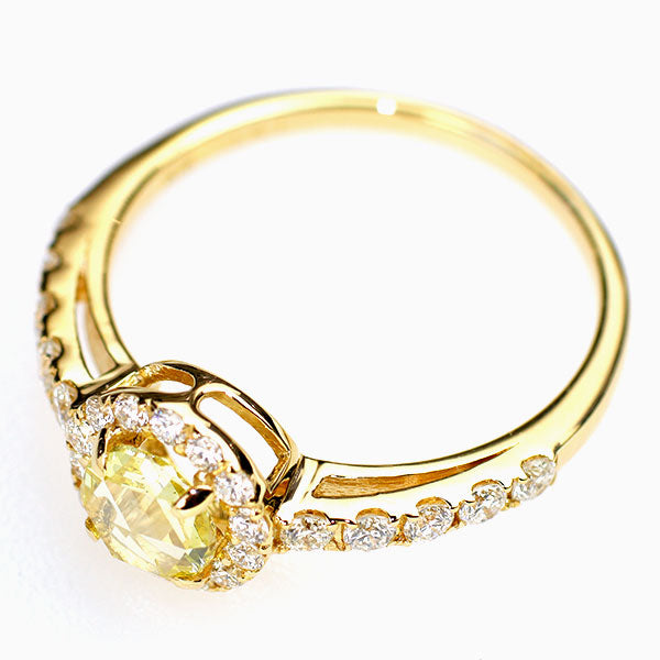 新品 K18YG ローズカット ダイヤモンド  リング 0.388ct FY SI2 D0.41ct 【エスコレ】