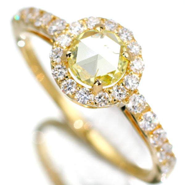 新品 K18YG ローズカット ダイヤモンド  リング 0.388ct FY SI2 D0.41ct 【エスコレ】