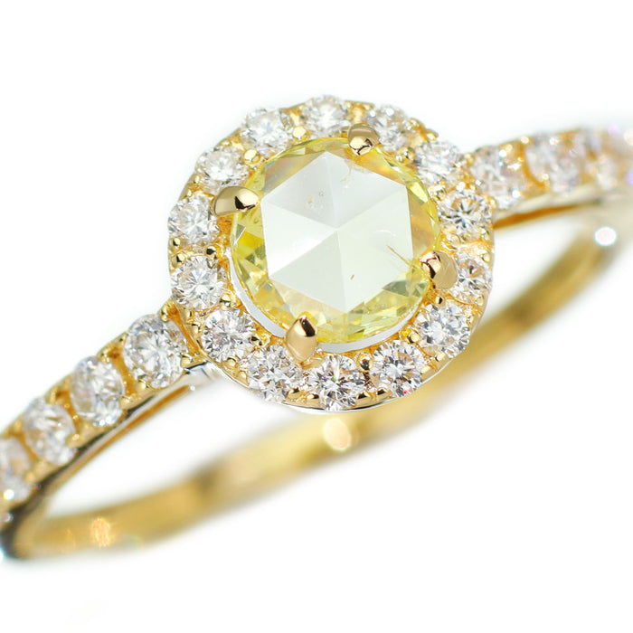 新品 K18YG ローズカット ダイヤモンド  リング 0.388ct FY SI2 D0.41ct 【エスコレ】