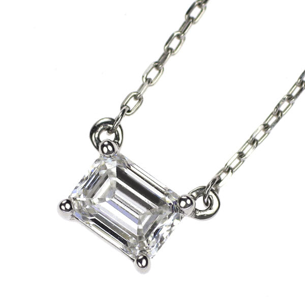 Pt エメラルドカット ダイヤモンド ペンダントネックレス 0.30ct D VVS2