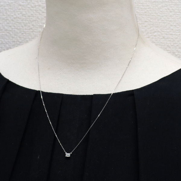 Pt エメラルドカット ダイヤモンド ペンダントネックレス 0.30ct D VVS2