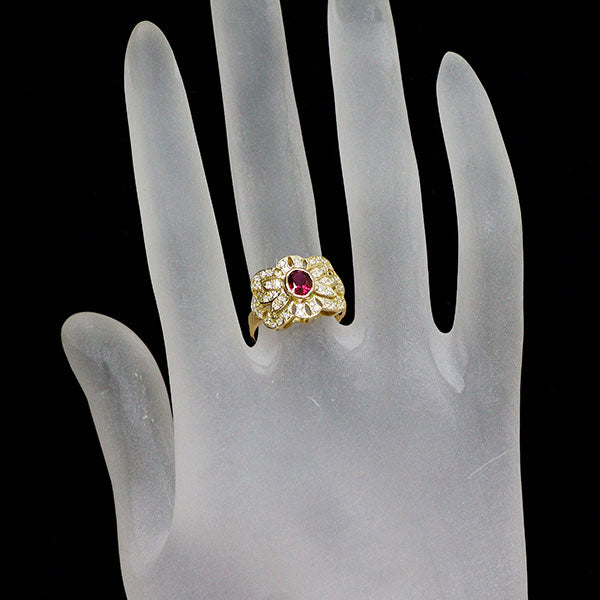 K18YG ルビー ダイヤモンド リング 0.55ct D0.26ct