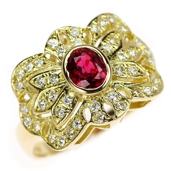 K18YG ルビー ダイヤモンド リング 0.55ct D0.26ct