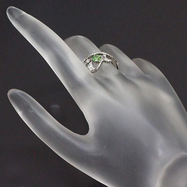 希少 Pt900 デマントイドガーネット ダイヤモンド リング 0.35ct D0.30ct