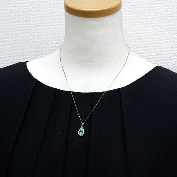 Pt ブラジル産 パライバトルマリン ダイヤモンド ペンダントネックレス 1.07ct D0.56ct