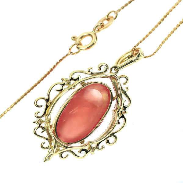 K18YG ロードクロサイト ダイヤモンド ペンダントネックレス 9.85ct D0  