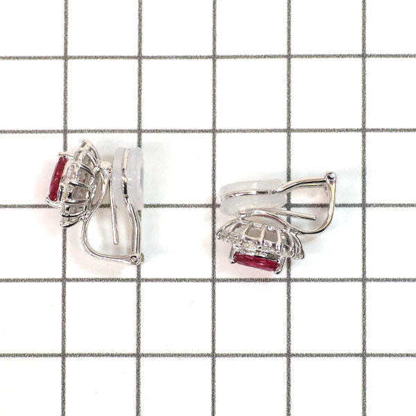 Pt900/ K14WG マーキス ルビー ダイヤモンド ピアス兼イヤリング 0.753ct D0.70ct