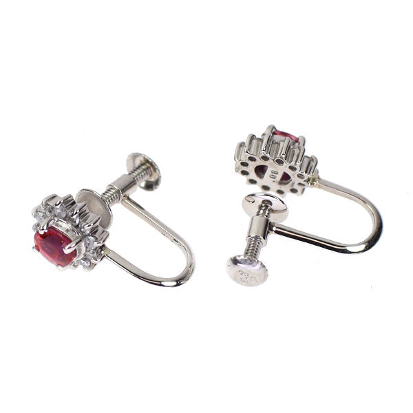 Pt900 ルビー ダイヤモンド イヤリング D0.16ct — セルビー Pt900 ルビー ダイヤモンド イヤリング D0.16ct — セルビー
