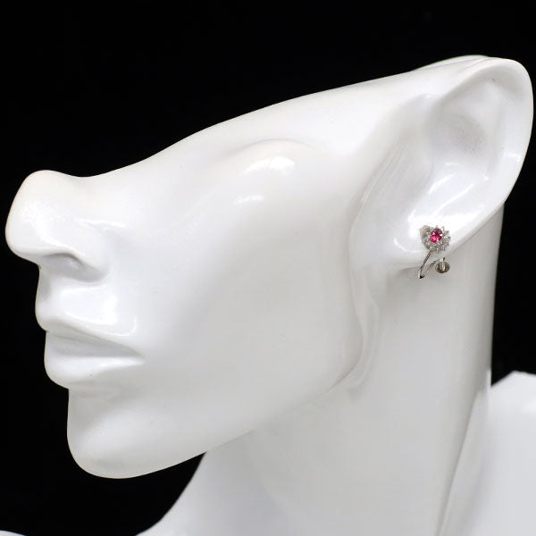 Pt900 ルビー ダイヤモンド イヤリング D0.16ct