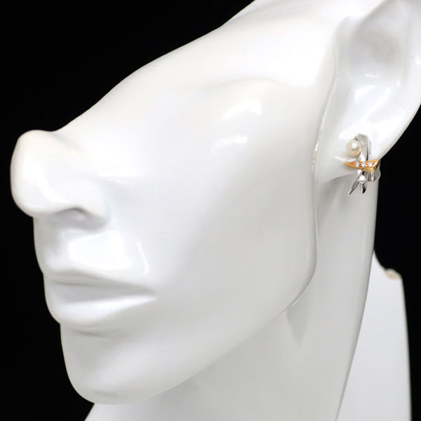 音羽屋□ ポーラ POLA パール ダイヤモンド/0.04ct Pt900/K14WG