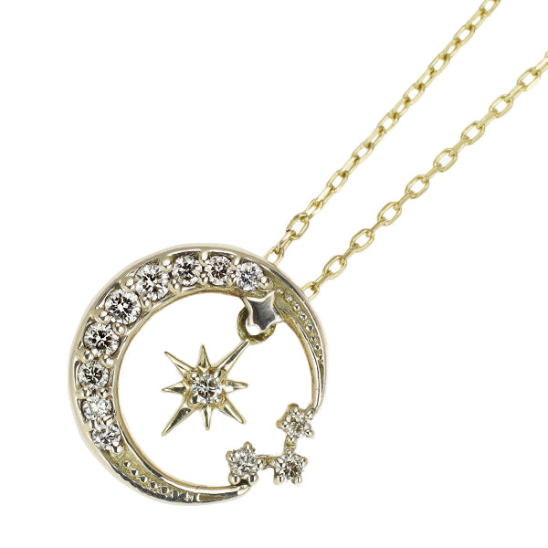 フェスタリア K10YG ダイヤモンド ルビー ペンダントネックレス D0.07ct 星の王子様シリーズ リバーシブル 月 星