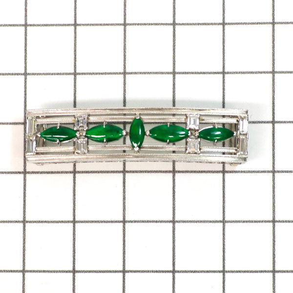 Pt850 翡翠 ダイヤモンド 帯留め 陽刻ヴィンテージ製品【ヒスコレ】