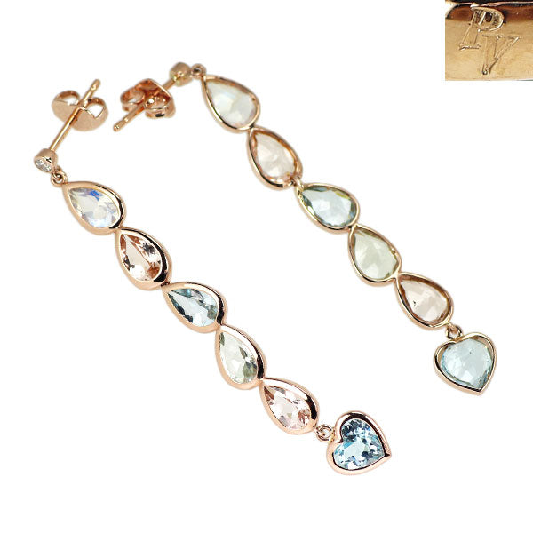 ポンテヴェキオ K18PG マルチカラーストーン ダイヤモンド ピアス D0