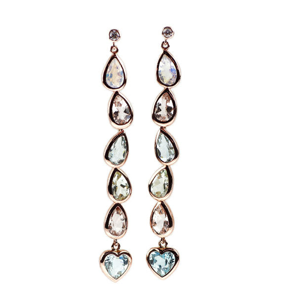 【ポンテヴェキオ】K18PG マルチカラーピアス ポンテヴェキオ K18PG マルチカラーストーン ダイヤモンド ピアス D0