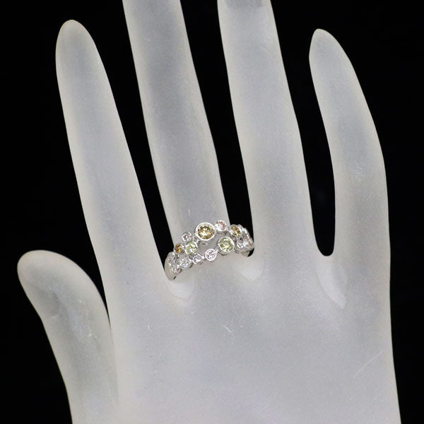 K18WG ファンシーカラー/カラーレス ダイヤモンド リング 0.82ct D0.18ct