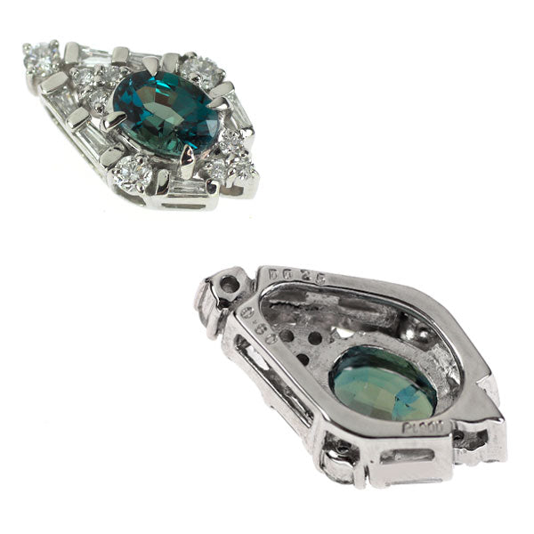 Pt900 ブラジル産 アレキサンドライト ダイヤモンド ペンダントトップ 0.60ct D0.25ct