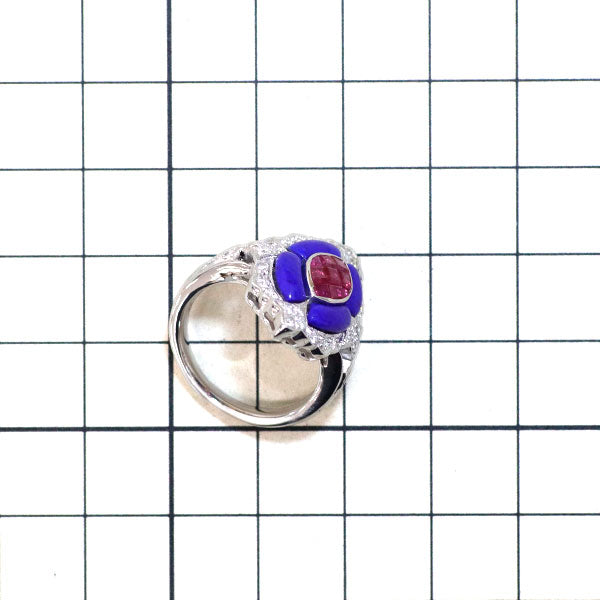 Pt900 ルビー ラピスラズリ ダイヤモンド リング 1.09ct D0.41ct ミステリーセッティング