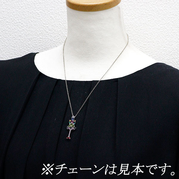 K18WG マルチカラーストーン ダイヤモンド  ペンダントトップ D0.06ct