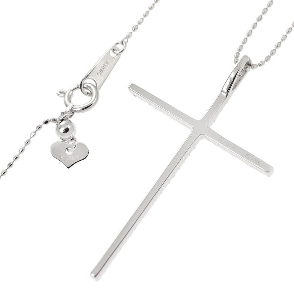 K18WG アイスブルーダイヤモンド ペンダントネックレス 0.32ct クロス