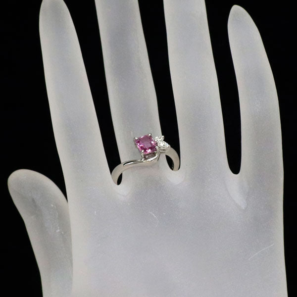 Pt900 ピンク サファイア ダイヤモンド リング 0.96ct D0.15ct