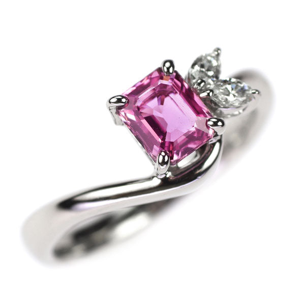 Pt900 ピンク サファイア ダイヤモンド リング 0.96ct D0.15ct