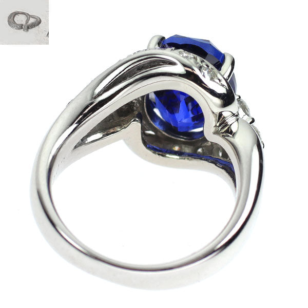 クレサンベール Pt950 再結晶 サファイア ダイヤモンド リング 3.60ct D0.43ct