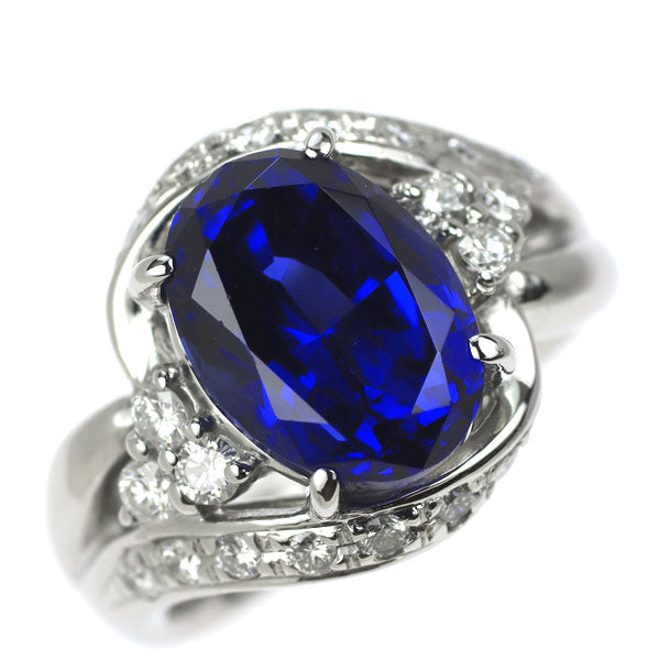クレサンベール Pt950 再結晶 サファイア ダイヤモンド リング 3.60ct D0.43ct