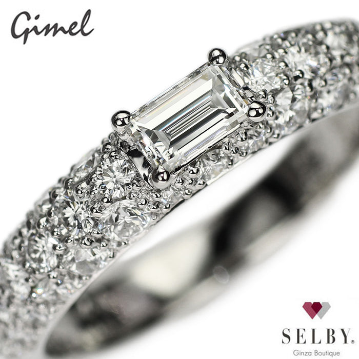 ギメル Pt950 スクエアカットダイヤモンド パヴェ リング 0.265ct D0.794ct Gimel 《セルビー銀座店》【中古】 《セルビー銀座店》【中古】