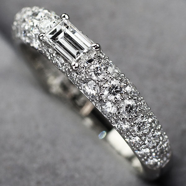ギメル Pt950 スクエアカットダイヤモンド パヴェ リング 0.265ct D0.794ct Gimel 《セルビー銀座店》【中古】 《セルビー銀座店》【中古】