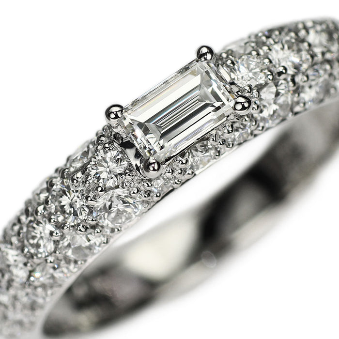 ギメル Pt950 スクエアカットダイヤモンド パヴェ リング 0.265ct D0.794ct Gimel 《セルビー銀座店》【中古】 《セルビー銀座店》【中古】